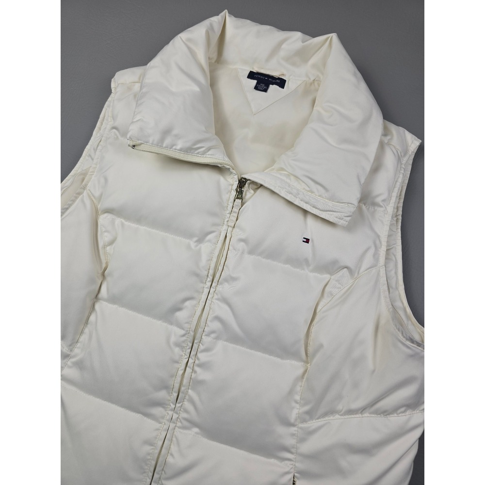 Tommy Hilfiger Womens Off White Down Quilted Puffer Vest Size XL
